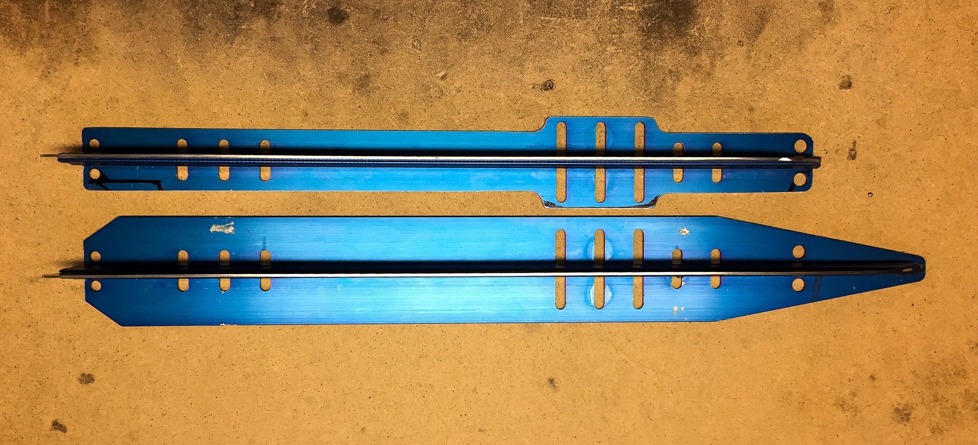 Skyllermarks Blå långfärdsskridskor, före och efter modifiering