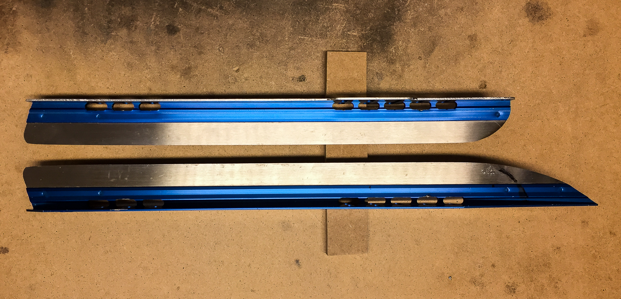 Skyllermarks Blå långfärdsskridskor, före och efter modifiering