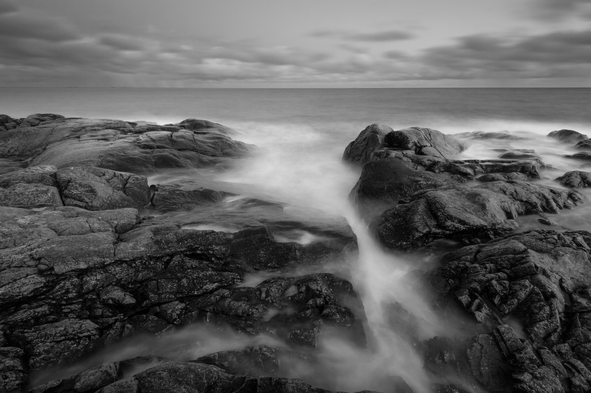 Waves breaking on the beautiful rocks at Landsort, southern Stockholm archipelago.