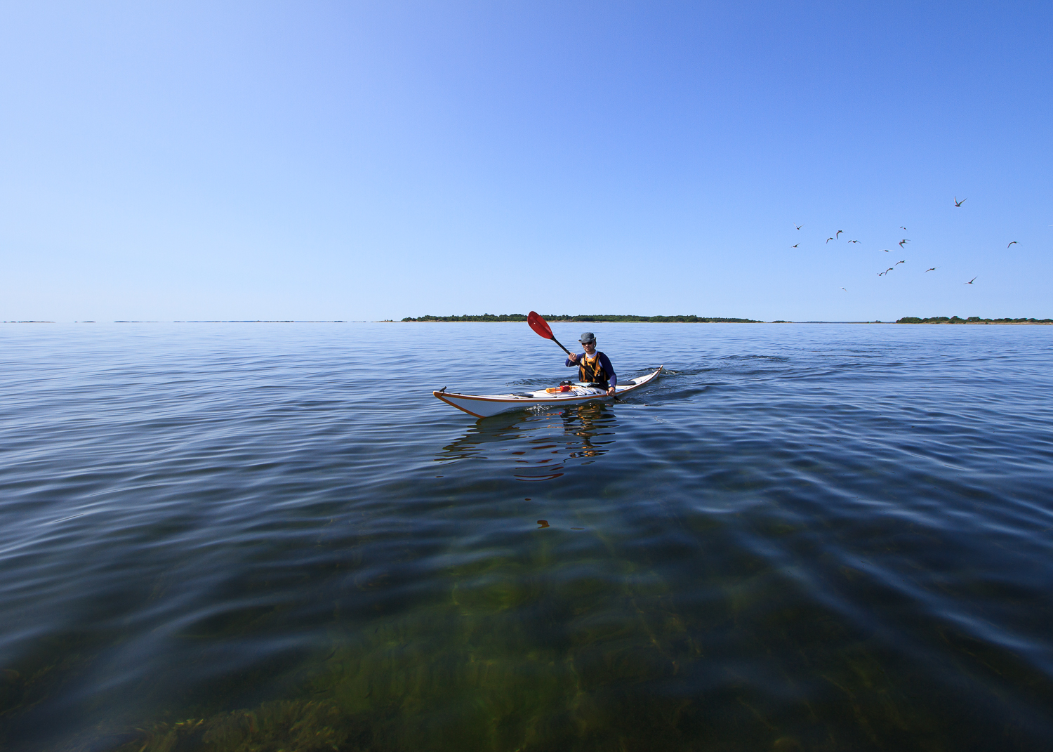 Kajakpaddlare på Svartlögafjärden i Stockholms skärgård
