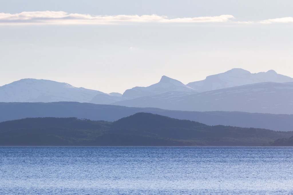 Mountain silhouettes in Narvik, northern Norway