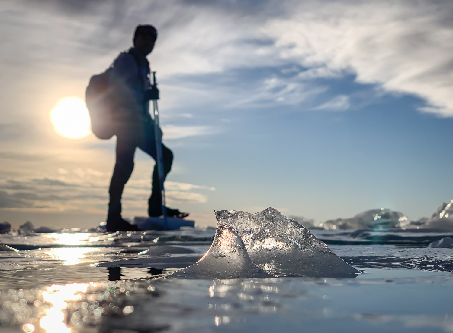 Långfärdsskridskoåkare vid Västeråsrännan, Mälaren